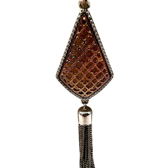 Vintage-Inspired Silver-Tone Necklace With Tassel Pendant.  N35 - Picture 3 of 11